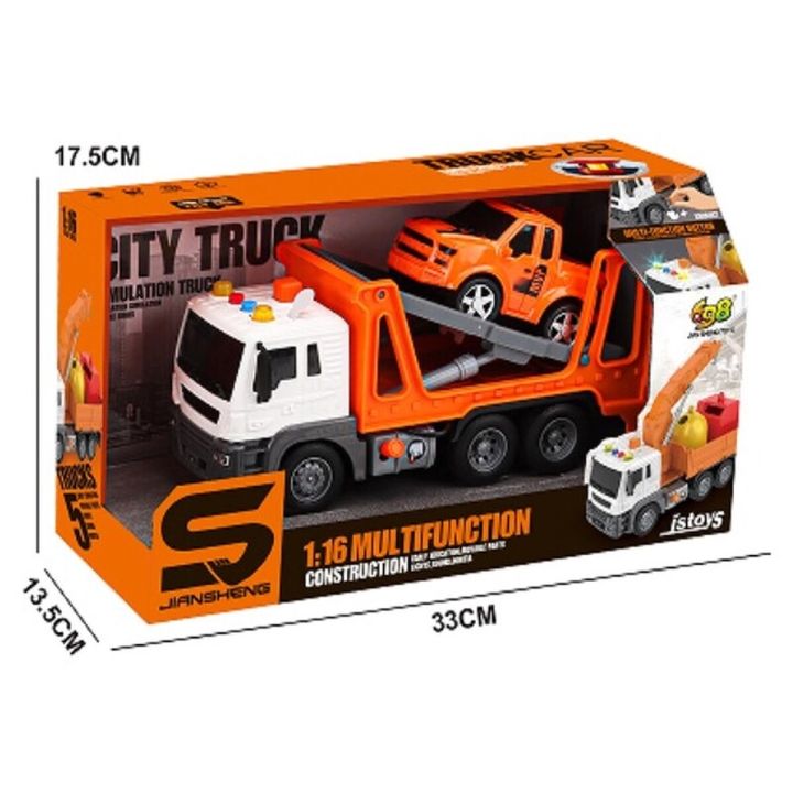 Multifunkcyjna Ciężarówka, Laweta, Transporter + Samochód Pomoc Drogowa 1:16 Auto Przecena 1