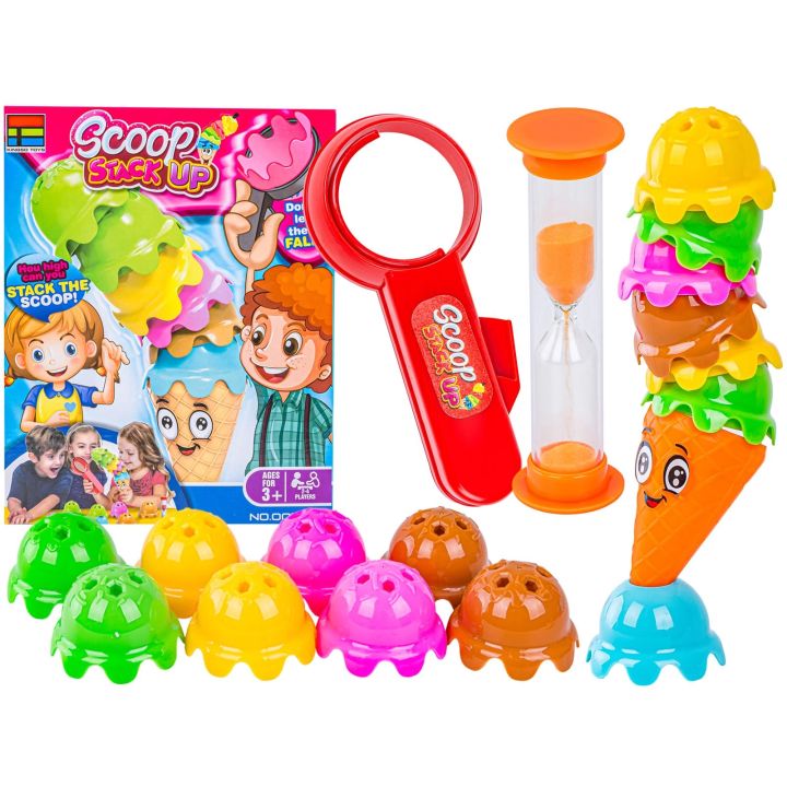 Rodzinna gra zręcznościowa SZALONE GAŁKI Lody w waflu Ułóż lodową wieżę