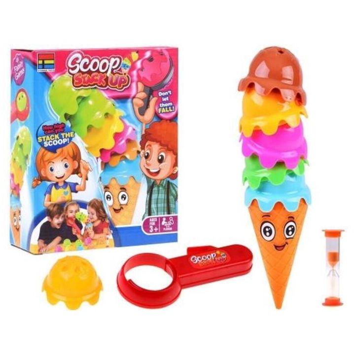 Rodzinna gra zręcznościowa SZALONE GAŁKI Lody w waflu Ułóż lodową wieżę