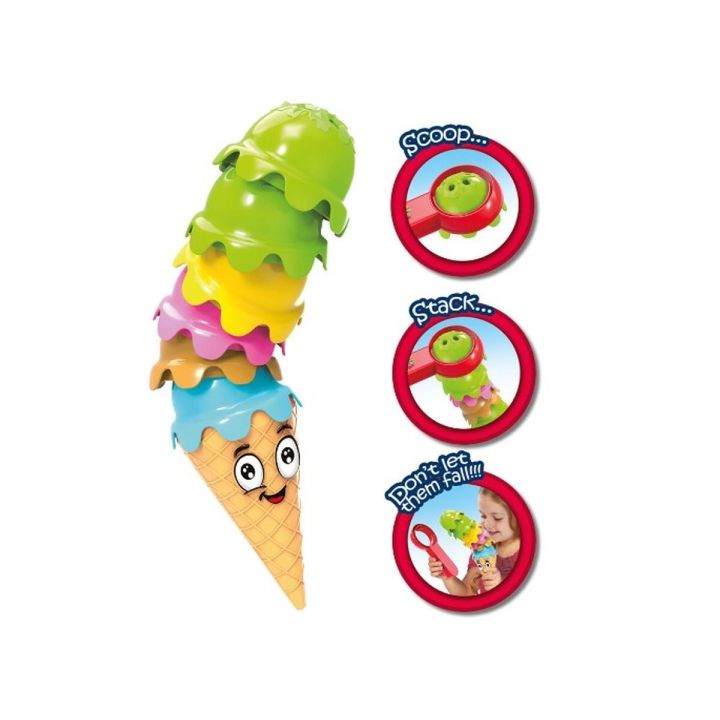 Rodzinna gra zręcznościowa SZALONE GAŁKI Lody w waflu Ułóż lodową wieżę