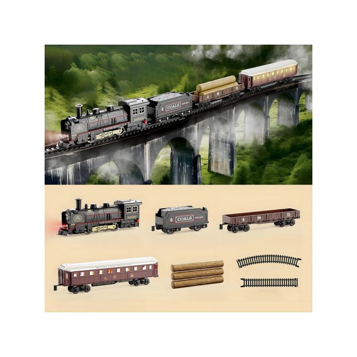 Elektryczna Kolejka Lokomotywa - Parowóz + 3 Wagony