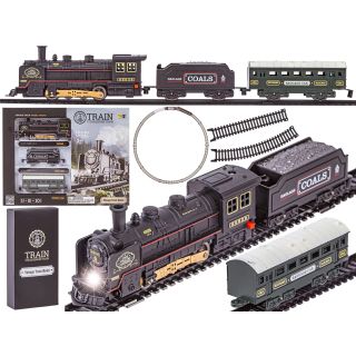 Elektryczna Kolejka Lokomotywa - Parowóz + 2 Wagony, Węglarka + Pasażerski