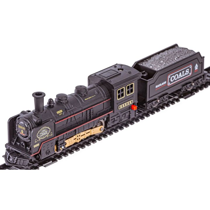 Elektryczna Kolejka Lokomotywa - Parowóz + 2 Wagony, Węglarka + Pasażerski