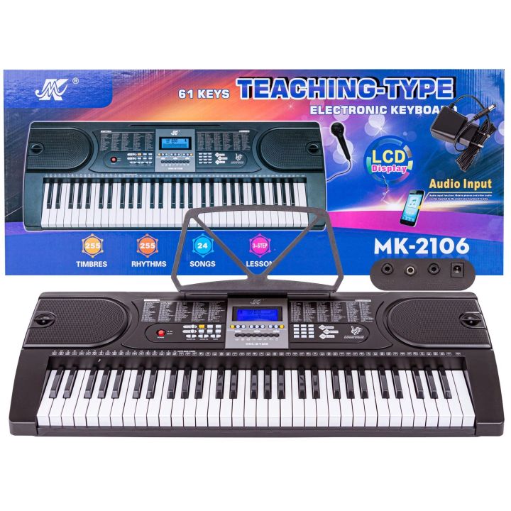 Keyboard Organy 61 Klawiszy Zasilacz Mikrofon MK-2106 Przecena 6