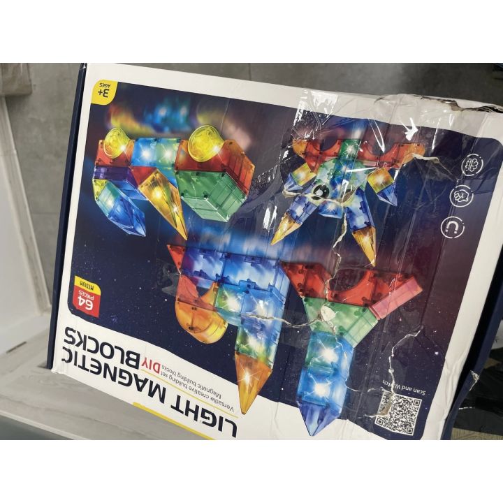 Klocki Magnetyczne, Konstrukcyjne, Świecące Elementy, Figury 3D 64 El. Przecena 1