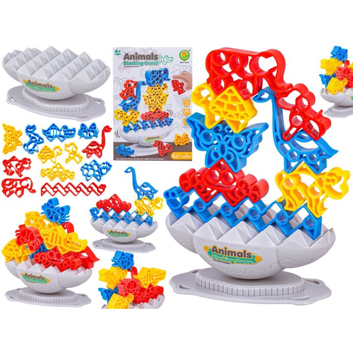 Zręcznościowa Gra Rodzinna, Balansująca Wieża Klocki Zwierzątka Kolorowa Układanka