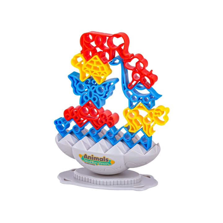 Zręcznościowa Gra Rodzinna, Balansująca Wieża Klocki Zwierzątka Kolorowa Układanka