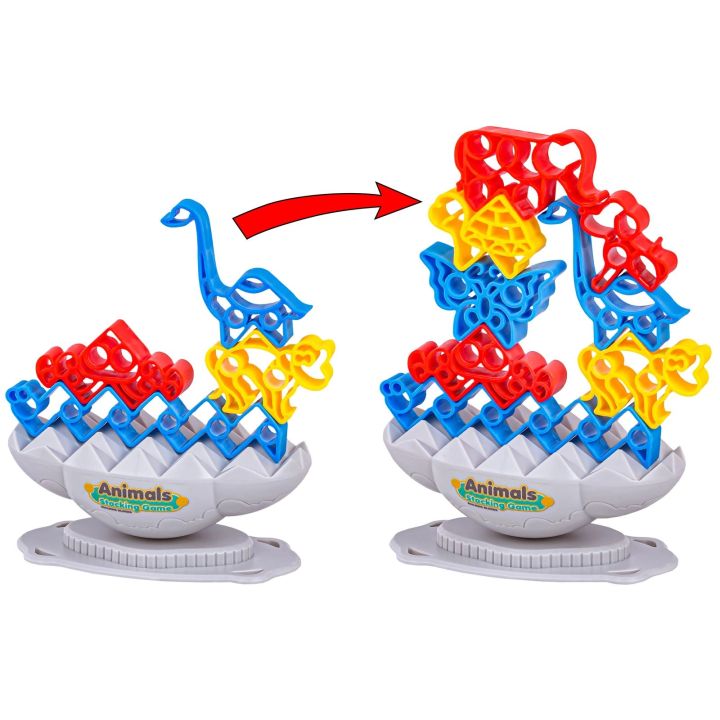 Zręcznościowa Gra Rodzinna, Balansująca Wieża Klocki Zwierzątka Kolorowa Układanka