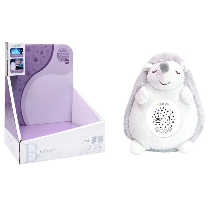 Pluszowy Jeż Jeżyk PROJEKTOR Maskotka Emituje Biały Szum Usypiacz Pomaga Zasnąć Zabawka Dla Dzieci