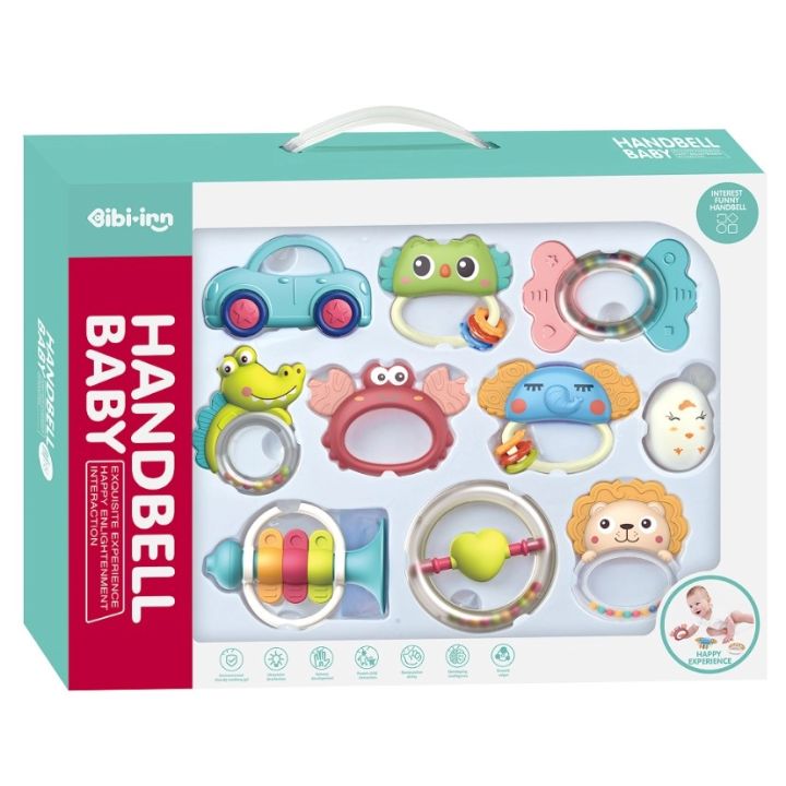 Grzechotka Gryzak 10 szt. Sensoryczna Zabawka Dla Dzieci Zestaw Grzechotek Gryzaków