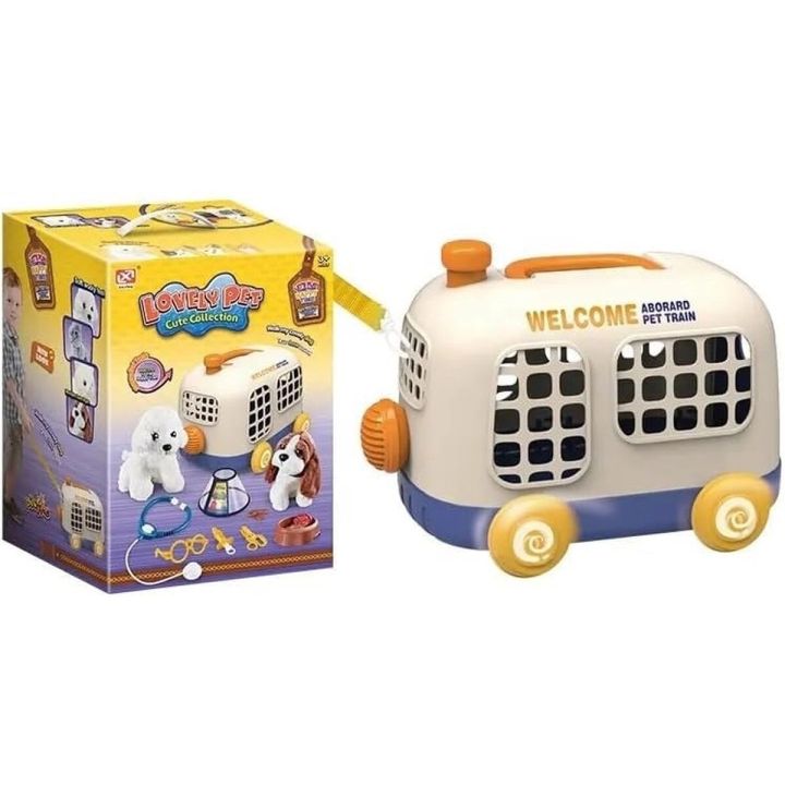 Zestaw Małego Weterynarza Transporter Dla Psa + Akcesoria Klatka Dla Zwierząt Weterynarz Doktor Pies Pluszak