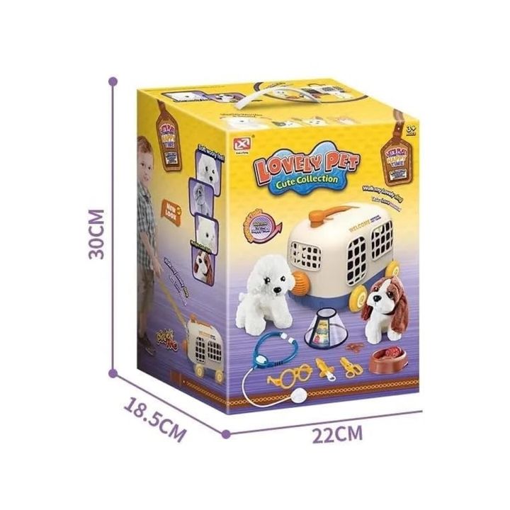 Zestaw Małego Weterynarza Transporter Dla Psa + Akcesoria Klatka Dla Zwierząt Weterynarz Doktor Pies Pluszak