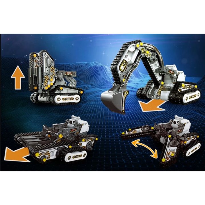 Klocki 176 El. Zestaw do składania MASZYNY BUDOWALNE 4w1 RC Koparka Czołg Wózek Widłowy Zdalnie Sterowane