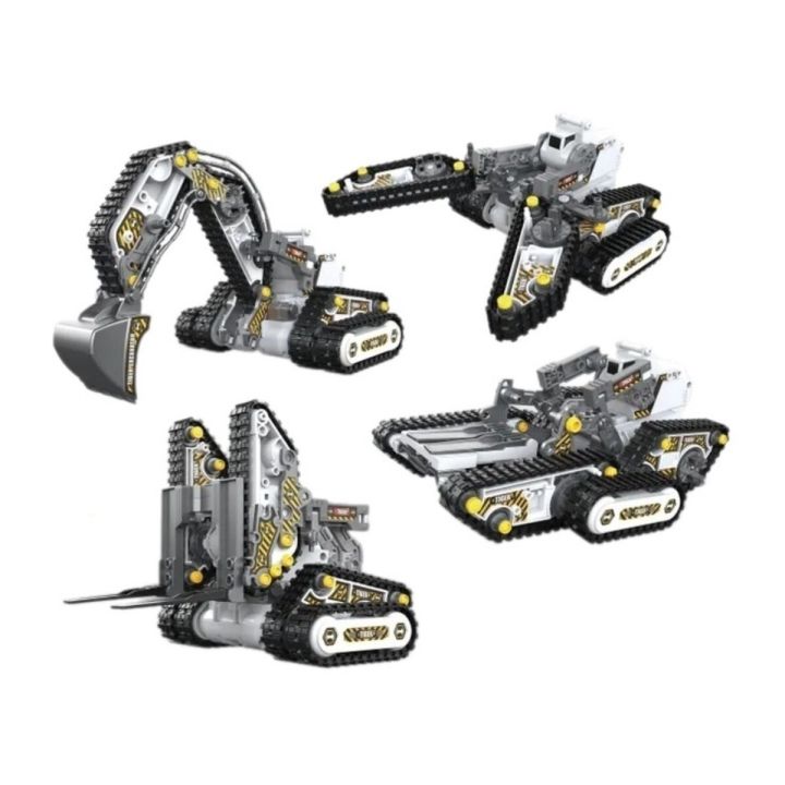 Klocki 176 El. Zestaw do składania MASZYNY BUDOWALNE 4w1 RC Koparka Czołg Wózek Widłowy Zdalnie Sterowane