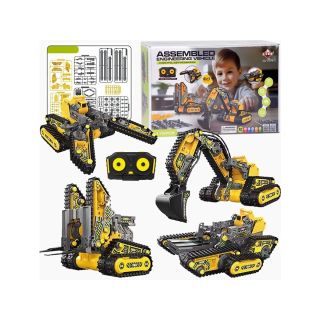 Klocki 176 El. Zestaw do składania MASZYNY BUDOWALNE 4w1 RC Koparka Czołg Wózek Widłowy Zdalnie Sterowane