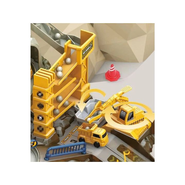 Zjazd samochodowy Tor Kulkowy PLAC BUDOWY Garaż Parking Zjeżdżalnia Dźwig