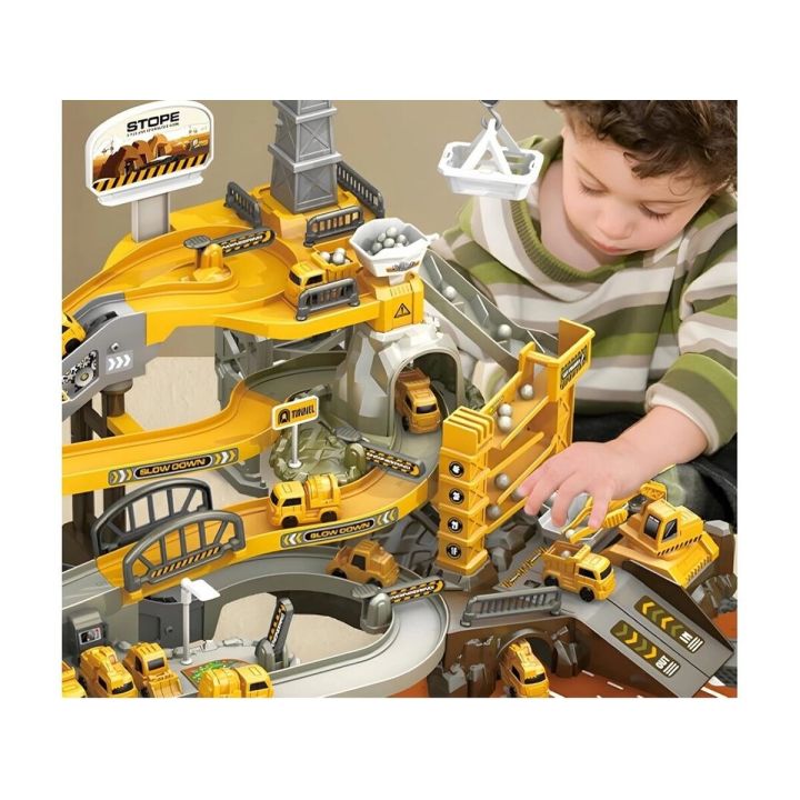 Zjazd samochodowy Tor Kulkowy PLAC BUDOWY Garaż Parking Zjeżdżalnia Dźwig