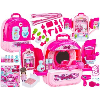 Domek Dla Lalek Toaletka W Walizce Plecak Zestaw 3w1 + Akcesoria