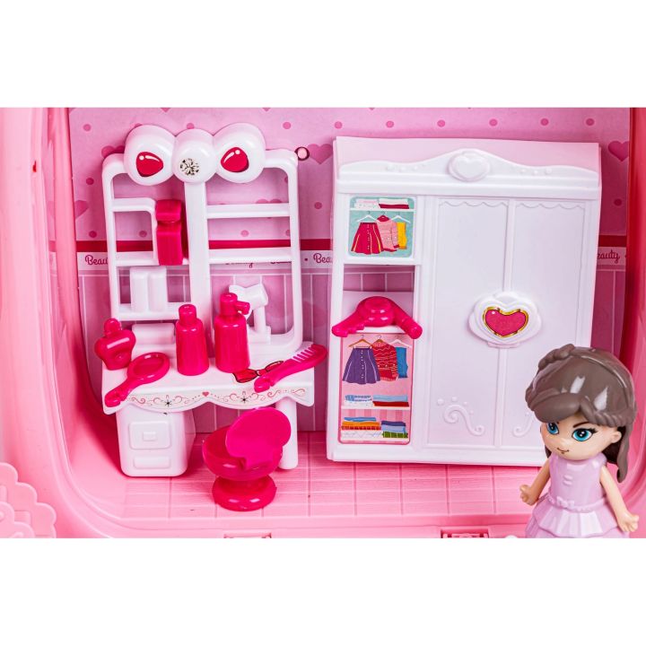 Domek Dla Lalek Toaletka W Walizce Plecak Zestaw 3w1 + Akcesoria