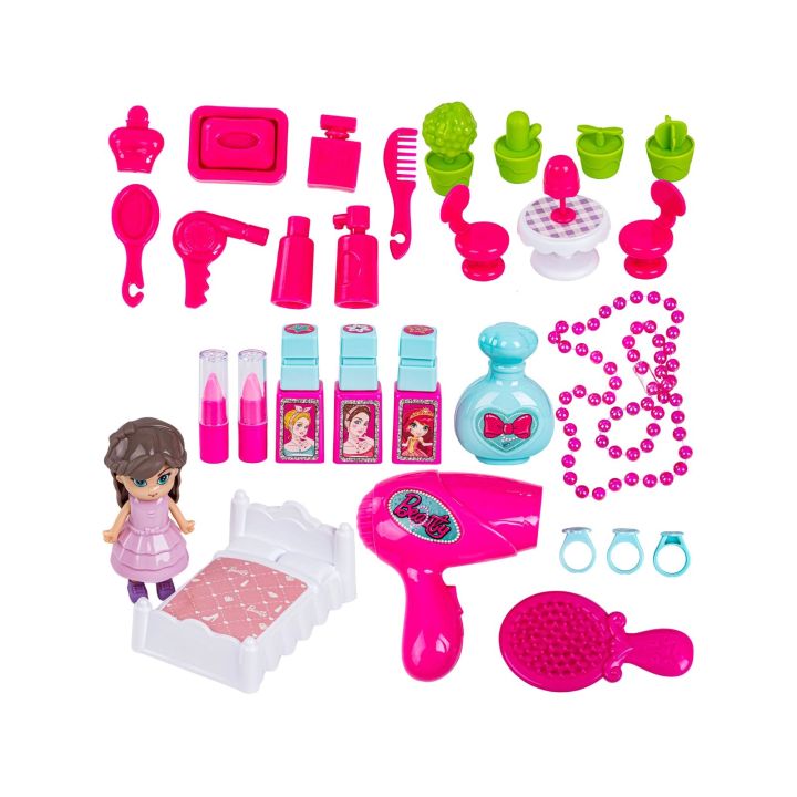 Domek Dla Lalek Toaletka W Walizce Plecak Zestaw 3w1 + Akcesoria