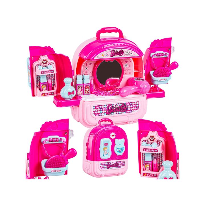 Domek Dla Lalek Toaletka W Walizce Plecak Zestaw 3w1 + Akcesoria