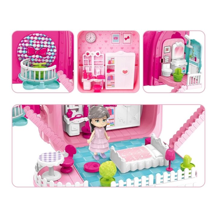 Domek Dla Lalek Toaletka W Walizce Plecak Zestaw 3w1 + Akcesoria