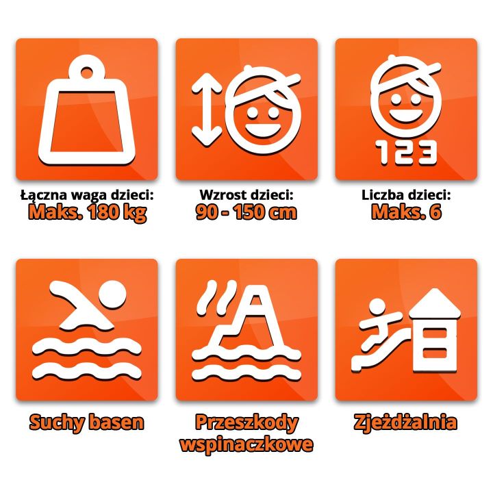 HappyHop, Dmuchany Zamek Ogrodowy 13w1 (Dmuchaniec) – Trampolina, zjeżdżalnia i wspinaczka | Różnorodny plac zabaw dla dzieci