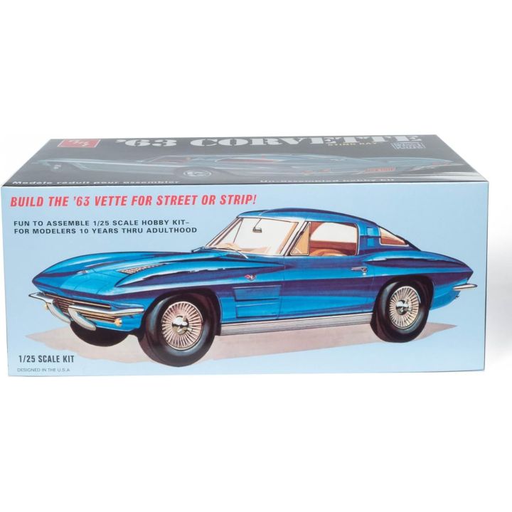 Corvette Chevy 1963 – Klasyczny sportowy samochód z USA 2w1 | Model plastikowy do sklejania AMT (skala 1:25)