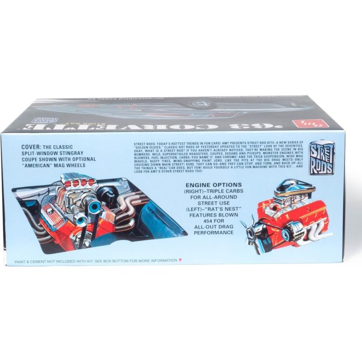 Corvette Chevy 1963 – Klasyczny sportowy samochód z USA 2w1 | Model plastikowy do sklejania AMT (skala 1:25)