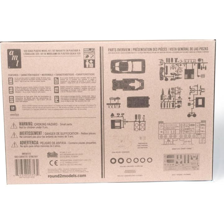 Corvette Chevy 1963 – Klasyczny sportowy samochód z USA 2w1 | Model plastikowy do sklejania AMT (skala 1:25)