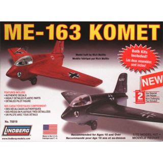 ME-163 Komet Messerschmitt – Myśliwiec wojskowy niemiecki 2w1 | Model plastikowy do składania Lindberg (skala 1:72)