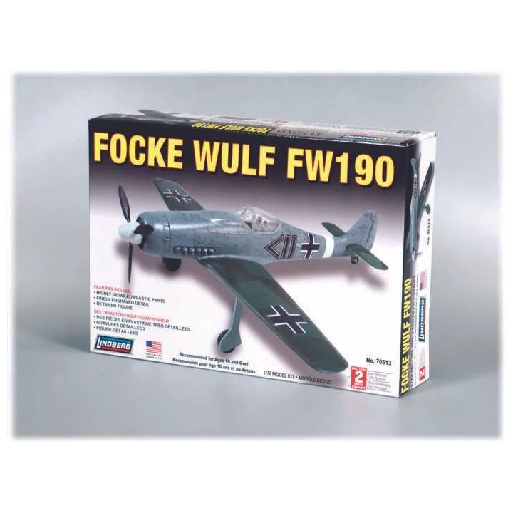 Focke Wulf FW-190 – Myśliwiec wojskowy niemiecki | Model plastikowy do sklejania Lindberg (skala 1:72)