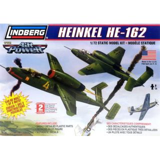 Heinkel HE-162 Spatz - Myśliwiec wojskowy niemiecki 2w1 | Model plastikowy do sklejania Lindberg (skala 1:72)