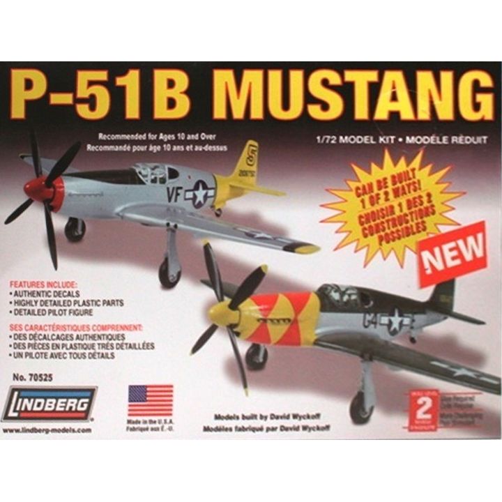 P-51 Mustang (North American) – Myśliwiec wojskowy USA 2w1 | Model plastikowy do sklejania Lindberg (skala 1:72)