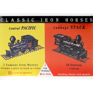 Central Pacific i Cabbage Stack – Zestaw Classic Iron Horses | 2 modele plastikowe do sklejania Glencoe Models (skala 1:120)