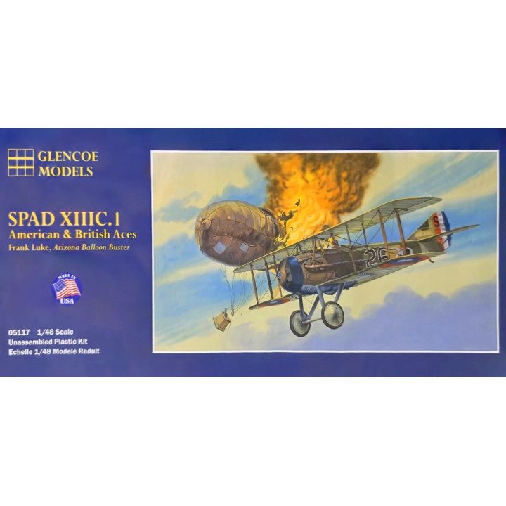 SPAD XIII C.I – Myśliwiec I wojny światowej francuski | Model plastikowy do sklejania Glencoe Models (skala 1:48)