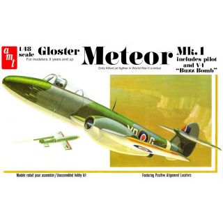 Gloster Meteor MK.1 – Myśliwiec odrzutowy brytyjski | Model plastikowy do sklejania AMT (skala 1:48)