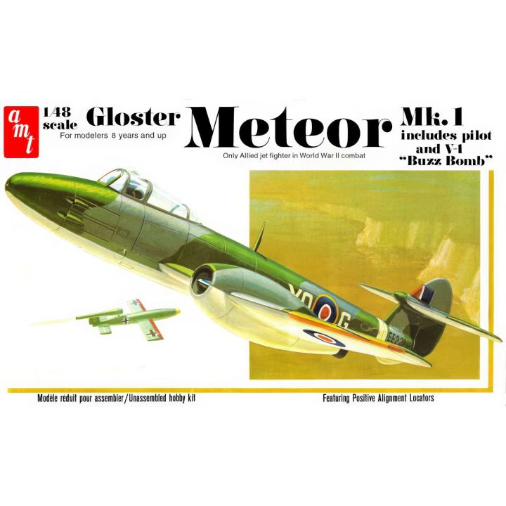 Gloster Meteor MK.1 – Myśliwiec odrzutowy brytyjski | Model plastikowy do sklejania AMT (skala 1:48)
