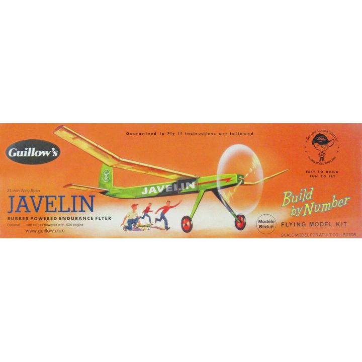 Javelin – Lekki samolot z napędem gumowym lub elektrycznym | Model balsowy do budowy Guillows (rozpiętość 61 cm)
