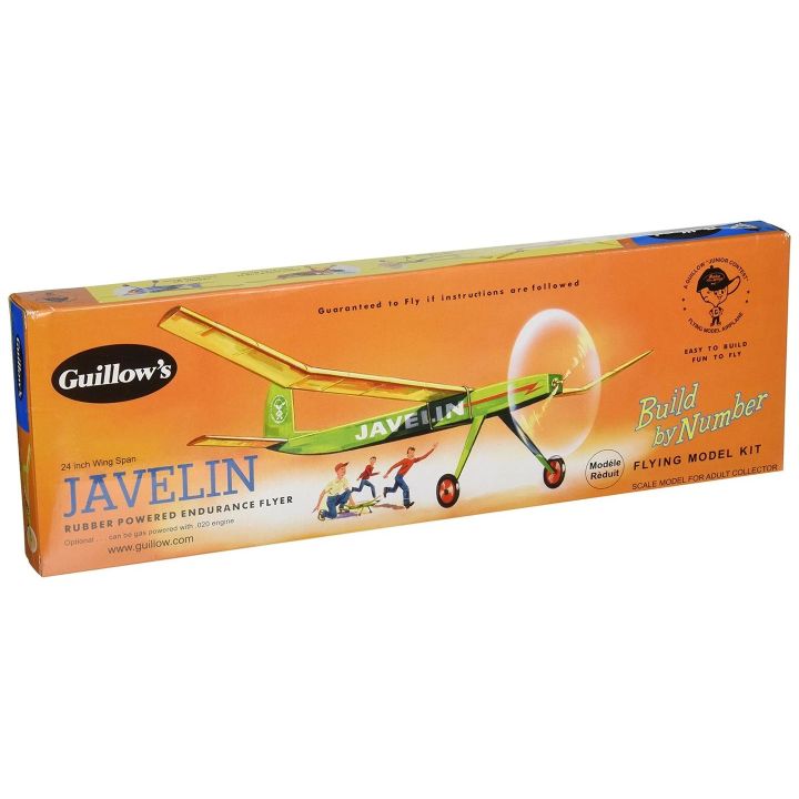 Javelin – Lekki samolot z napędem gumowym lub elektrycznym | Model balsowy do budowy Guillows (rozpiętość 61 cm)