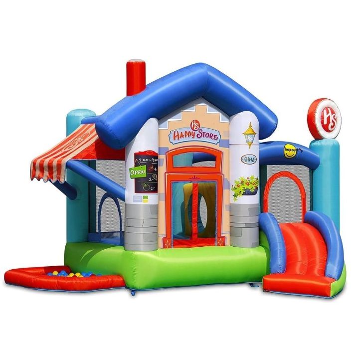 Happy Store, Ogrodowy Dmuchaniec 380 cm (Zamek Dmuchany) – Trampolina i Zjeżdżalnia jak sklep | Wesoły park rozrywki dla dzieci