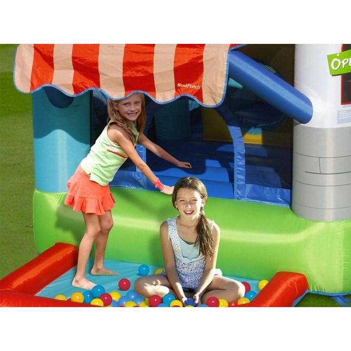 Happy Store, Ogrodowy Dmuchaniec 380 cm (Zamek Dmuchany) – Trampolina i Zjeżdżalnia jak sklep | Wesoły park rozrywki dla dzieci
