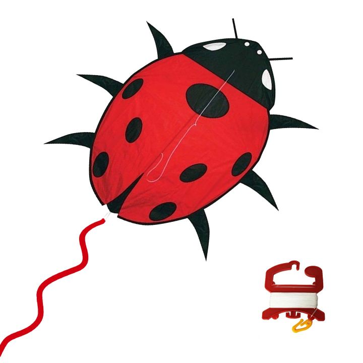 Latawiec Lady Bug – Wesoła biedronka szybująca w błękicie | Nylonowy latawiec 99 cm z charakterystycznymi kropkami