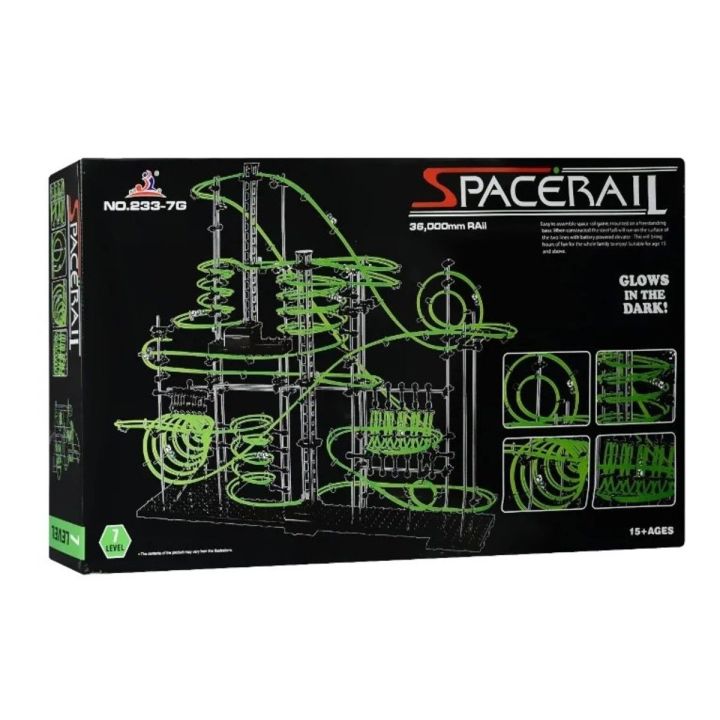 SpaceRail Level 7G GLOW (Świecące Żyłki) – Zaawansowany Tor Kulkowy 3D 36 m | Rollercoaster do Zbudowania