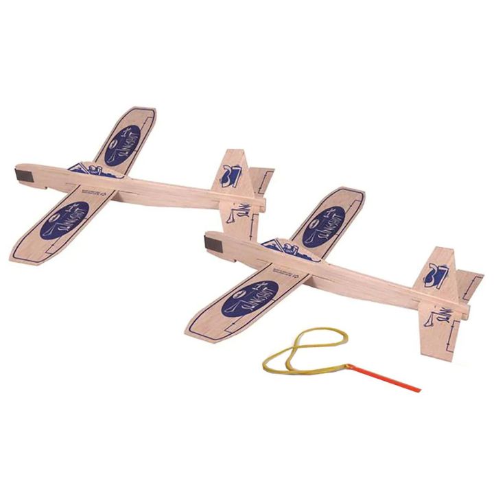 Sling Shot x2 – Dwa Szybowce z napędem gumowym (proca) | Modele balsowe do strzelania Guillows (rozpiętość 31 cm)