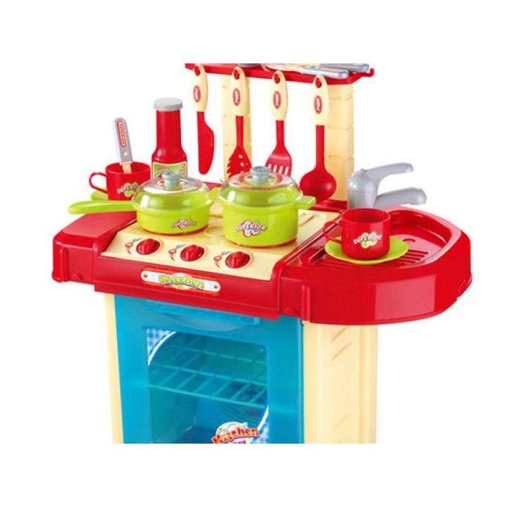 Czerwona Kuchnia Dziecięca Z Piekarnikiem – Światło i dźwięki z akcesoriami | Kreatywna zabawa w gotowanie
