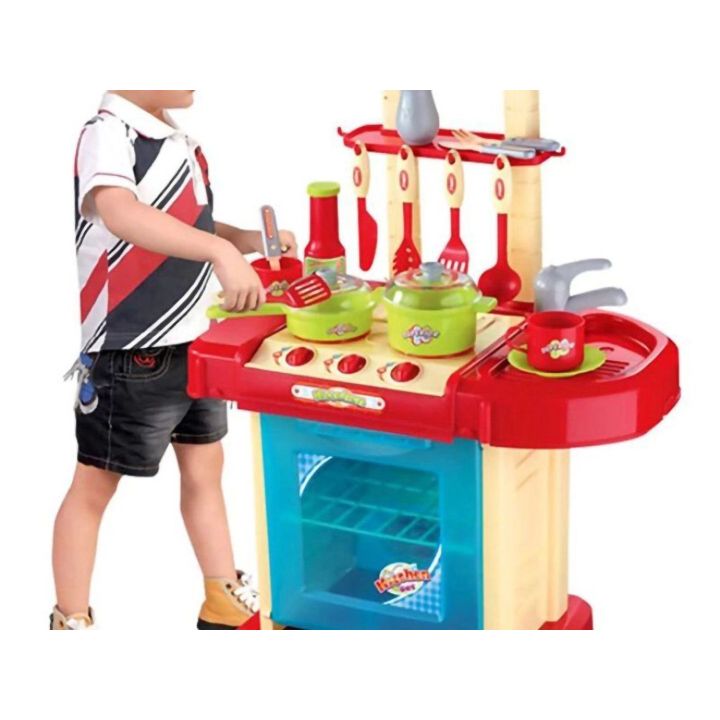Czerwona Kuchnia Dziecięca Z Piekarnikiem – Światło i dźwięki z akcesoriami | Kreatywna zabawa w gotowanie