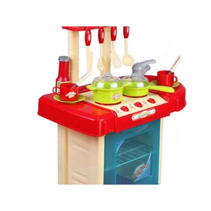 Czerwona Kuchnia Dziecięca Z Piekarnikiem – Światło i dźwięki z akcesoriami | Kreatywna zabawa w gotowanie