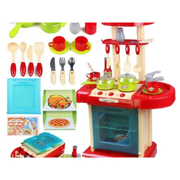 Czerwona Kuchnia Dziecięca Z Piekarnikiem – Światło i dźwięki z akcesoriami | Kreatywna zabawa w gotowanie