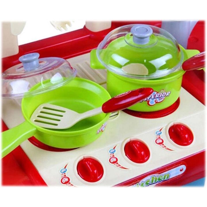 Czerwona Kuchnia Dziecięca Z Piekarnikiem – Światło i dźwięki z akcesoriami | Kreatywna zabawa w gotowanie